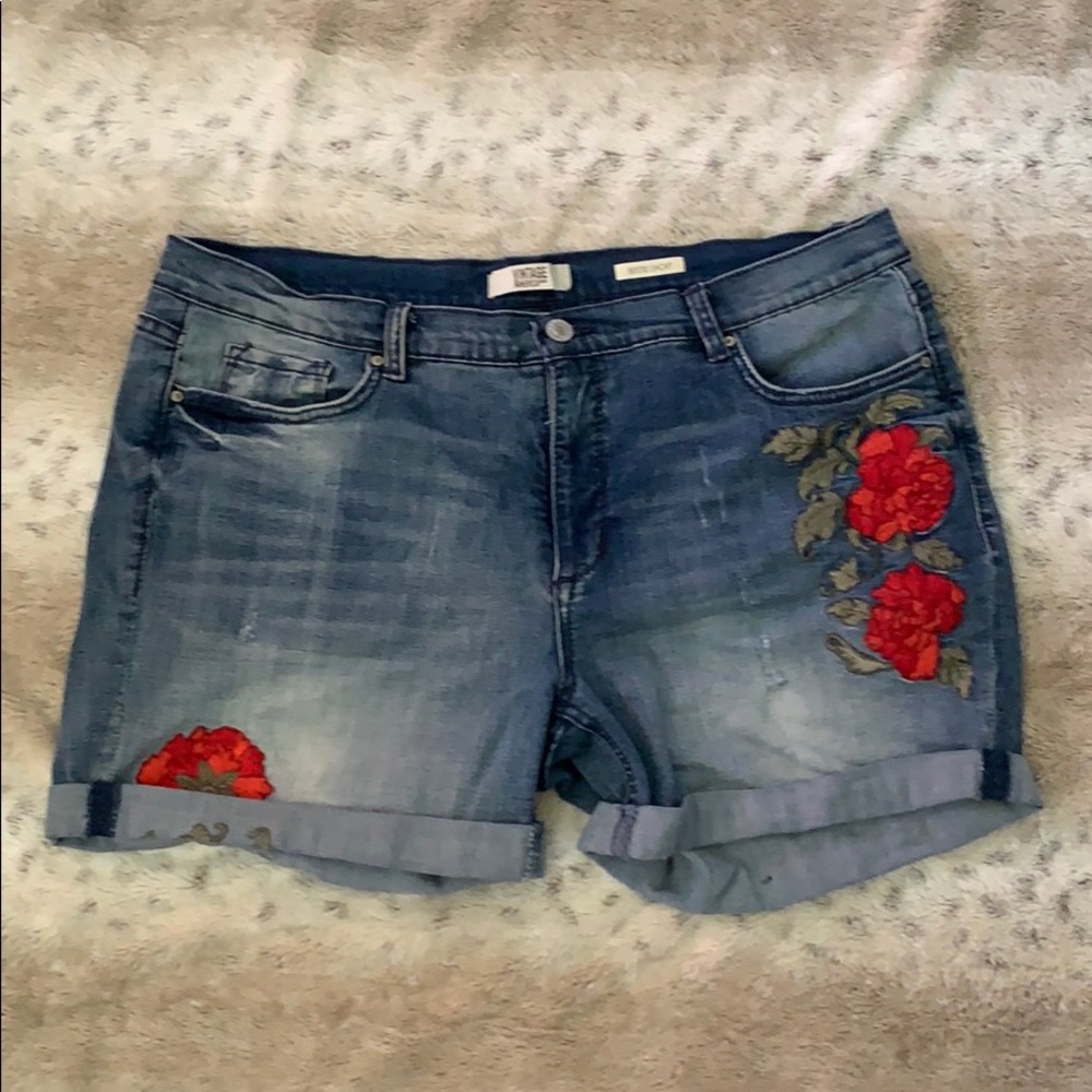 Floral jean shorts